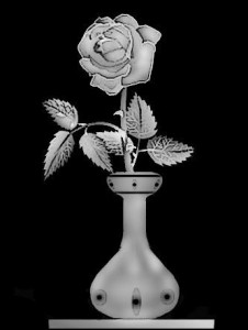 Гравировка розы в вазе ЦВ25